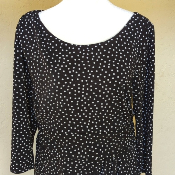 Ann Taylor Black and White Cinched Waist 3/4 Sleeve Sheath Dress Size 12 - Picture 4 of 11